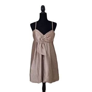 Y2K Metallic Mini Bubble Party Dress, Muted Gold, Women Size 10